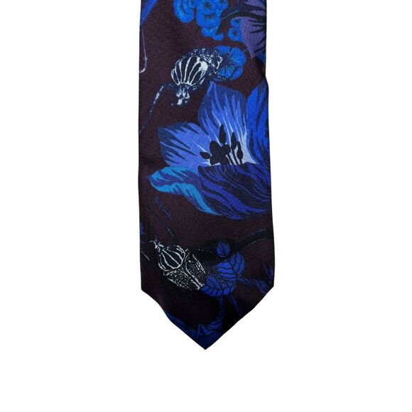 5-97 PAUL SMITH NWT Tie Beetles Floral 100% Silk Blue Maroon - Picture 3 of 5